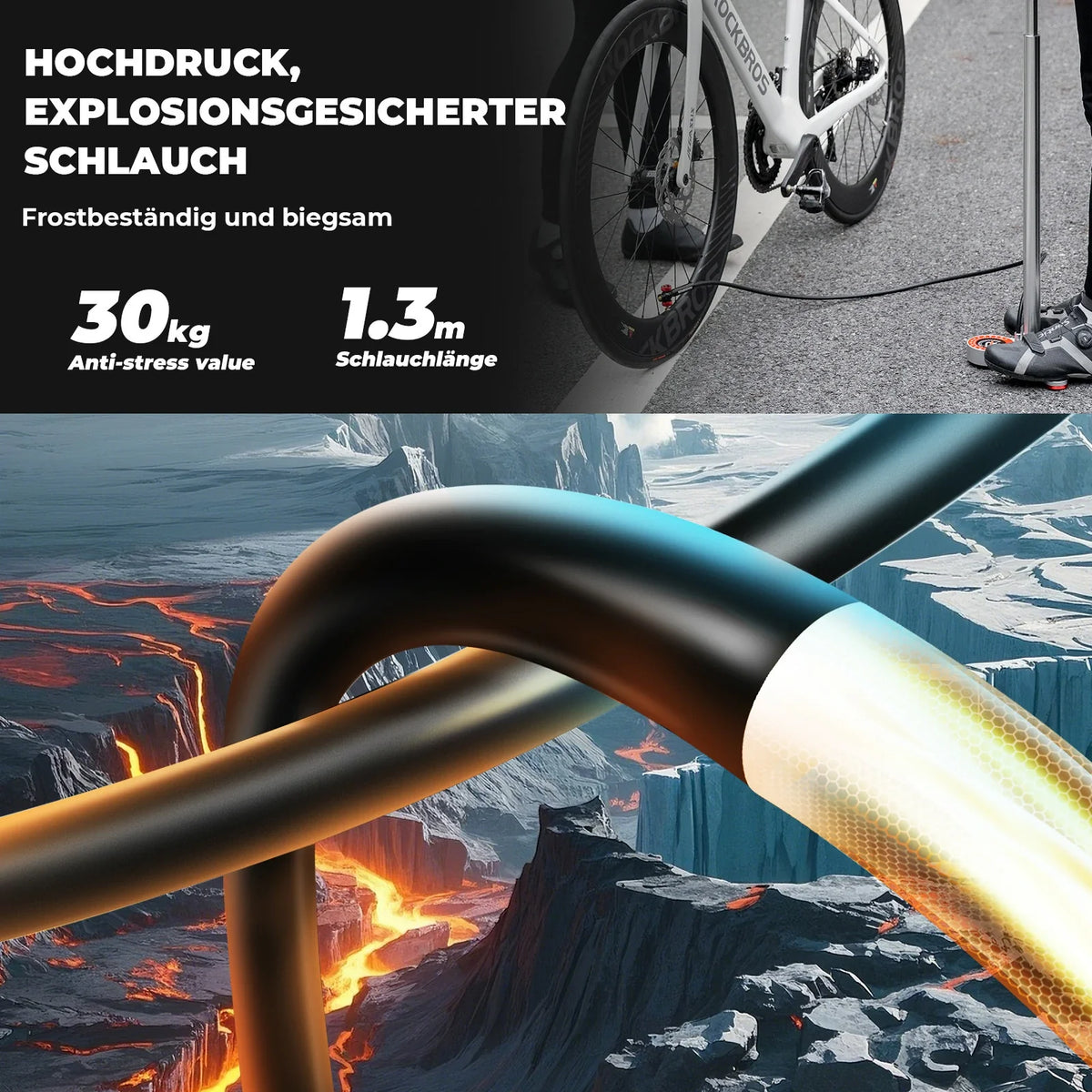 ROCKBROS Bomba de pie para bicicleta 240PSI con manómetro