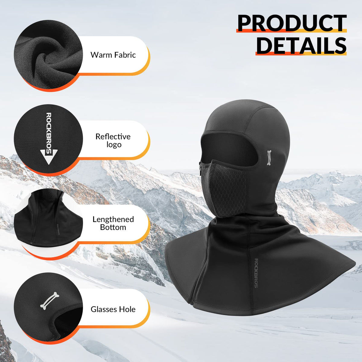 ROCKBROS Pasamontañas Invierno Balaclava 54-63cm
