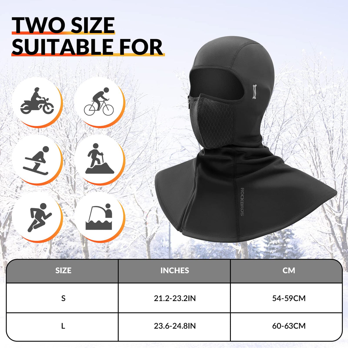 ROCKBROS Pasamontañas Invierno Balaclava 54-63cm