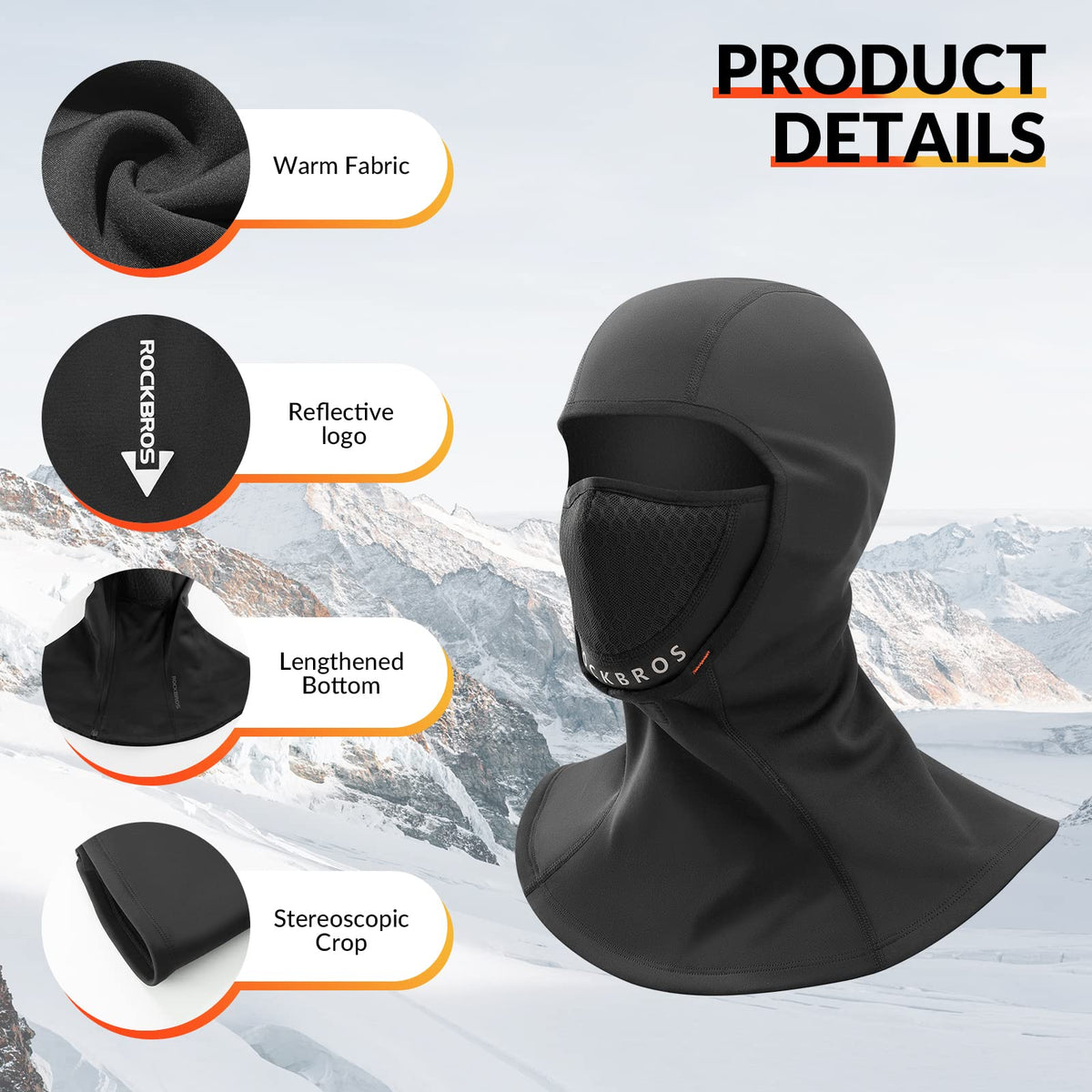 ROCKBROS Pasamontañas Invierno Balaclava 54-63cm
