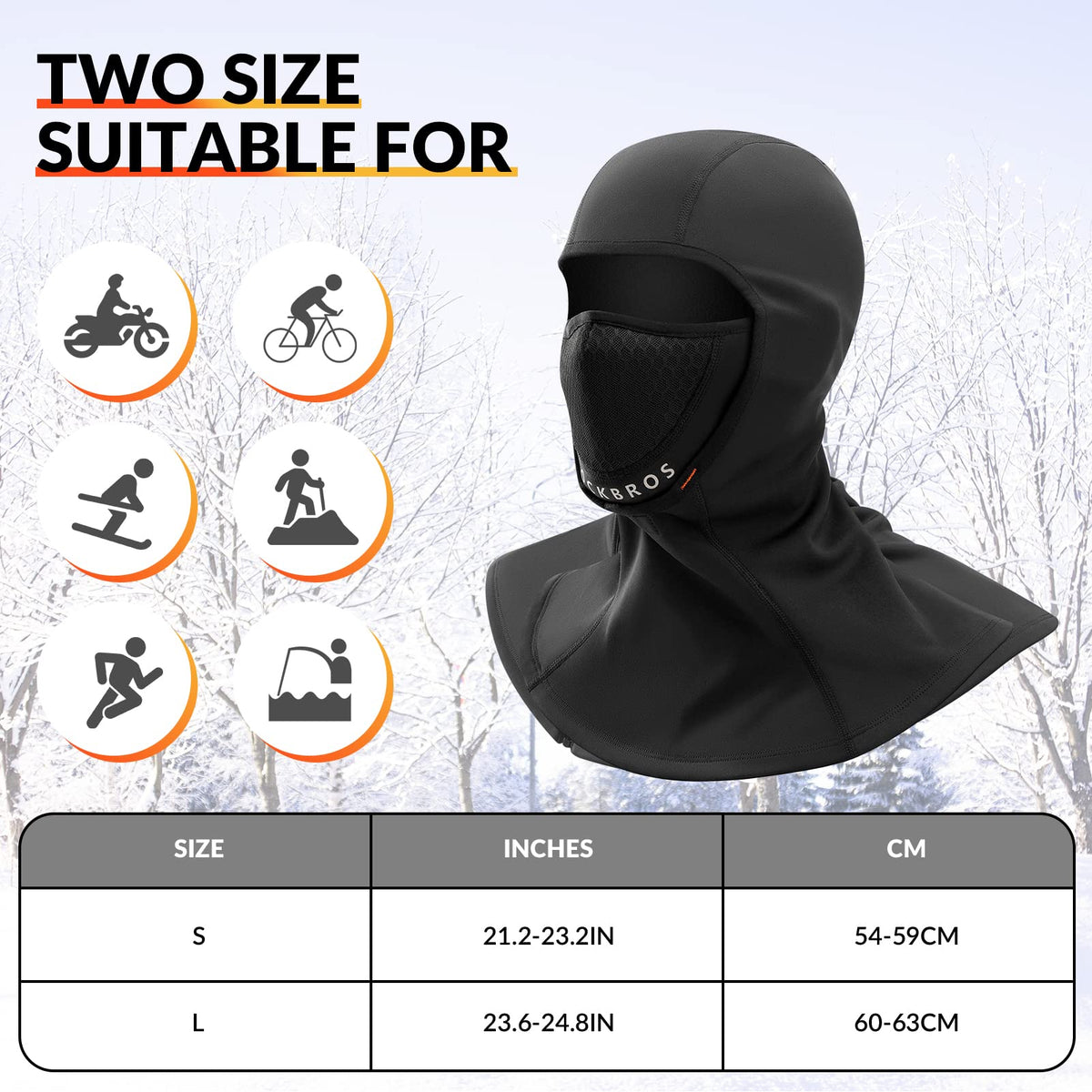 ROCKBROS Pasamontañas Invierno Balaclava 54-63cm