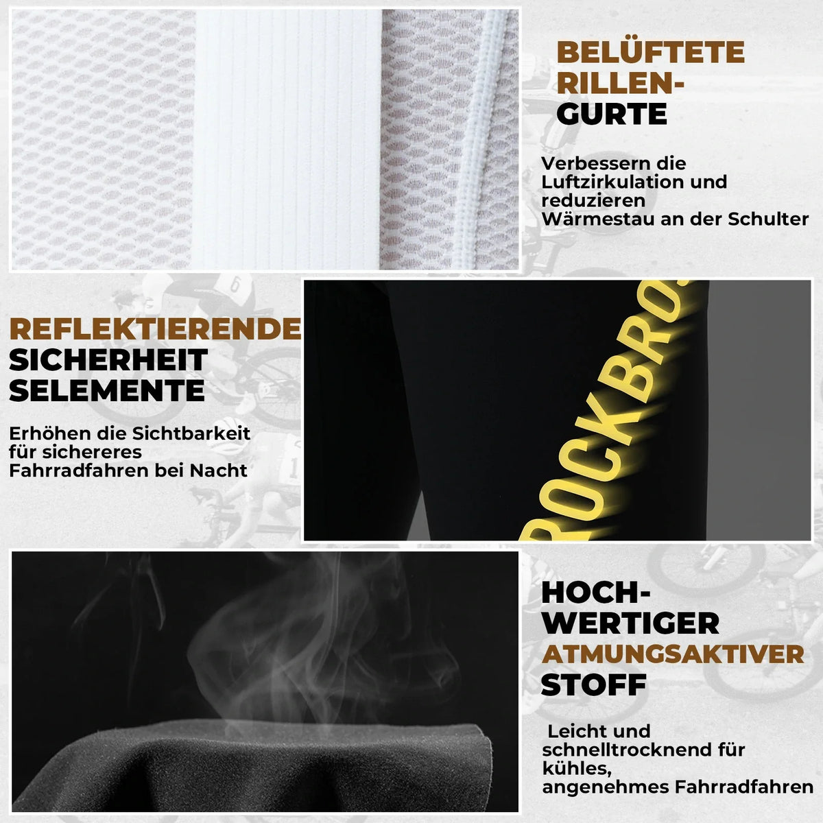 ROCKBROS Culote con Tirantes Pantalón de Ciclismo para Hombre con Acolchado, Transpirable de Secado Rápido