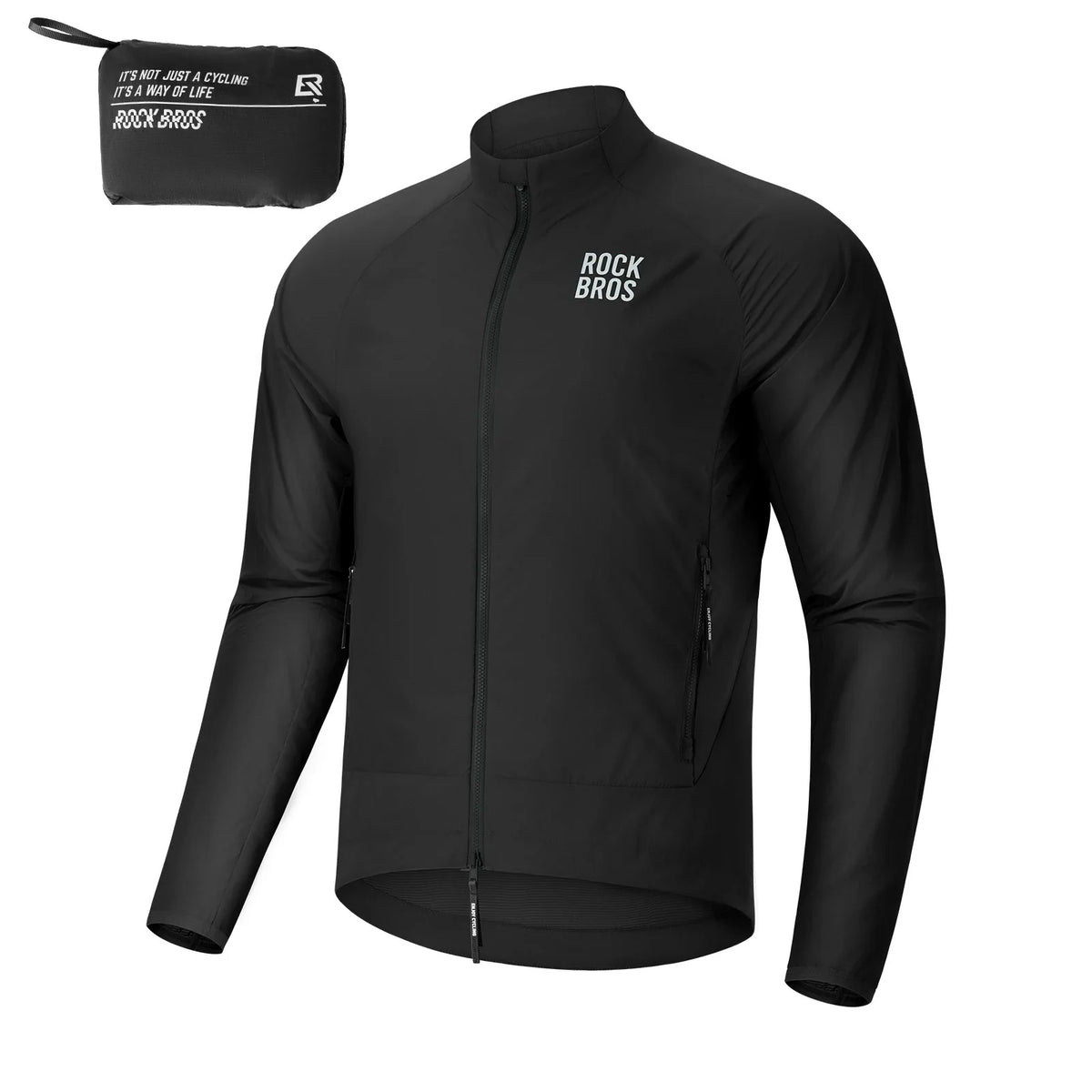 ROCKBROS Chaqueta de ciclismo cortavientos, ligera, transpirable, de secado rápido, plegable
