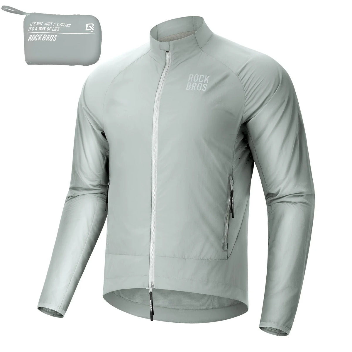 ROCKBROS Chaqueta de ciclismo cortavientos, ligera, transpirable, de secado rápido, plegable
