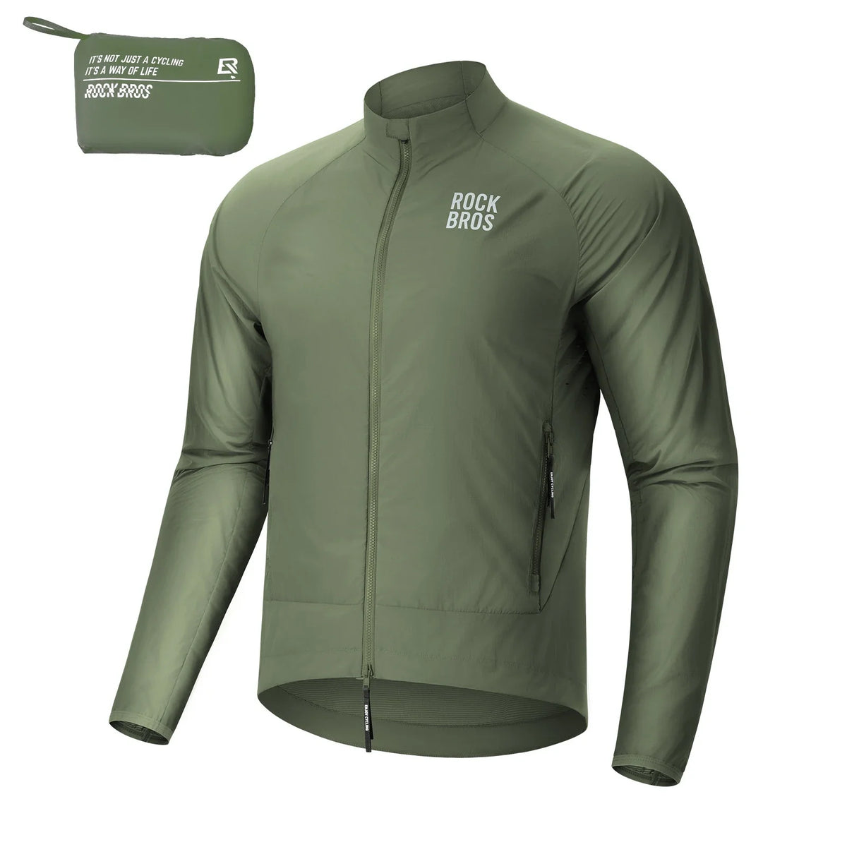 ROCKBROS Chaqueta de ciclismo cortavientos, ligera, transpirable, de secado rápido, plegable
