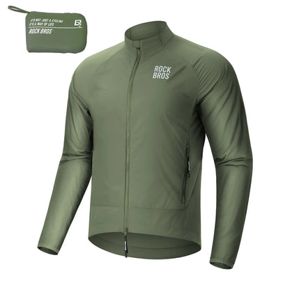 ROCKBROS Chaqueta de ciclismo cortavientos, ligera, transpirable, de secado rápido, plegable
