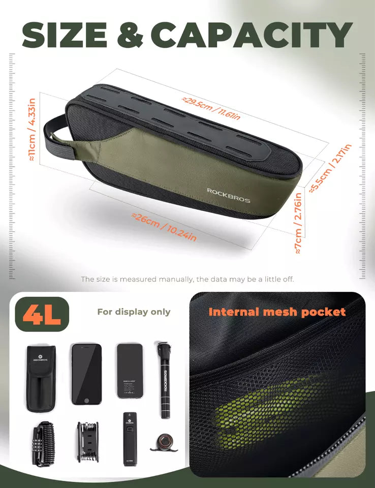 Bolsa de cuadro ROCKBROS, bolsa para tubo inferior, bolsa para bicicleta, bicicleta de carretera MTB