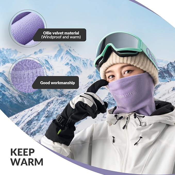 Qunature Calentador de Cuello de Invierno Bufanda de Tubo de esquí Polar Grueso a Prueba de Viento Transpirable Bufanda térmica para el Cuello Mujeres y Hombres para Deportes al Aire Libre Esquí Correr Ciclismo Snowboard