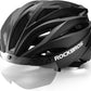 ROCKBROS Casco de bicicleta para adultos con visera magnética extraíble transpirable ajustable para hombres y mujeres 58-62 cm