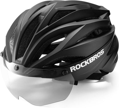 ROCKBROS Casco de bicicleta para adultos con visera magnética extraíble transpirable ajustable para hombres y mujeres 58-62 cm