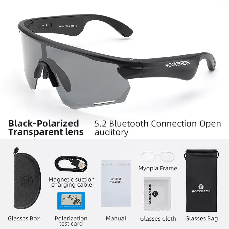 ROCKBROS Gafas Electrónicas Bluetooth Bicicleta Motocicleta Coche Correr Al Aire Libre TAC