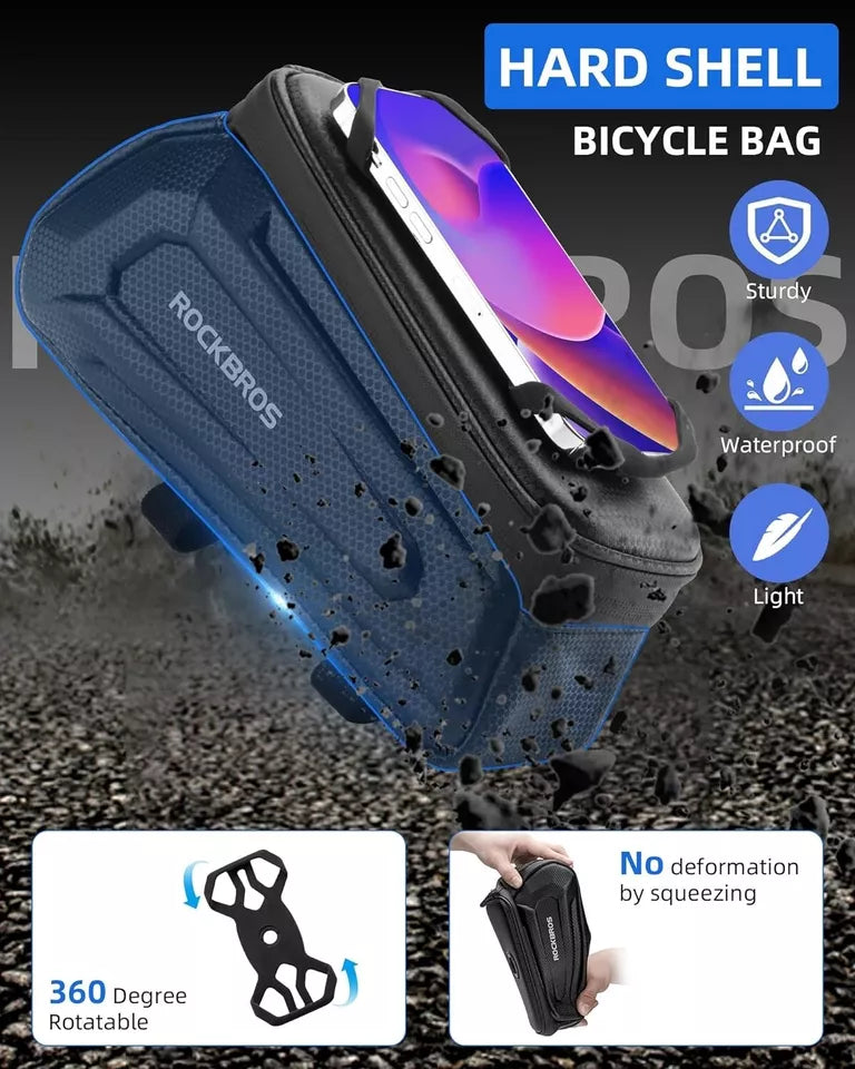 Bolsa para bicicleta ROCKBROS Bolsa de cuadro rígido de 1,5 L con soporte para teléfono móvil de hasta 6,5 pulgadas