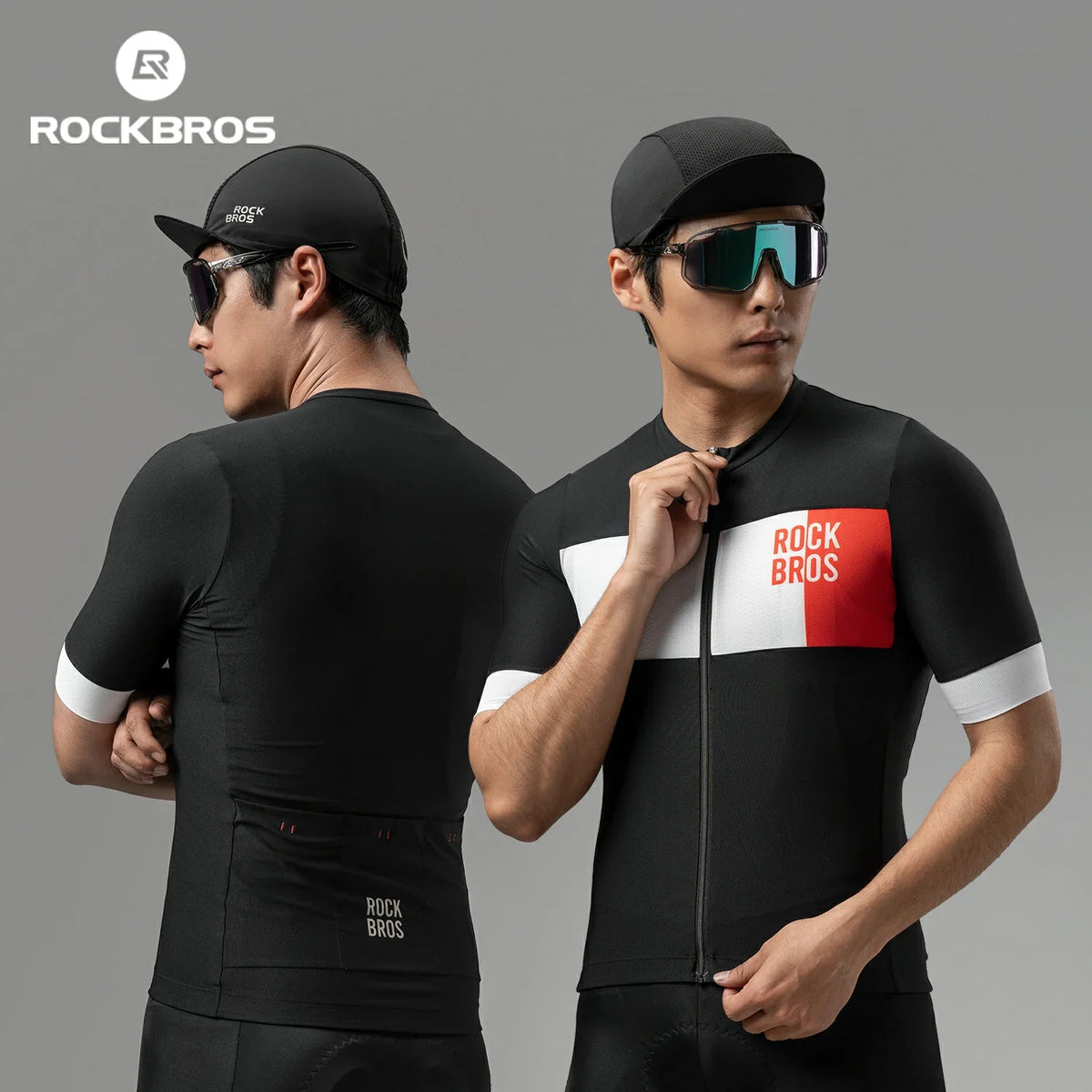 ROCKBROS Maillot de ciclismo para hombre de manga corta en diseño colorblock