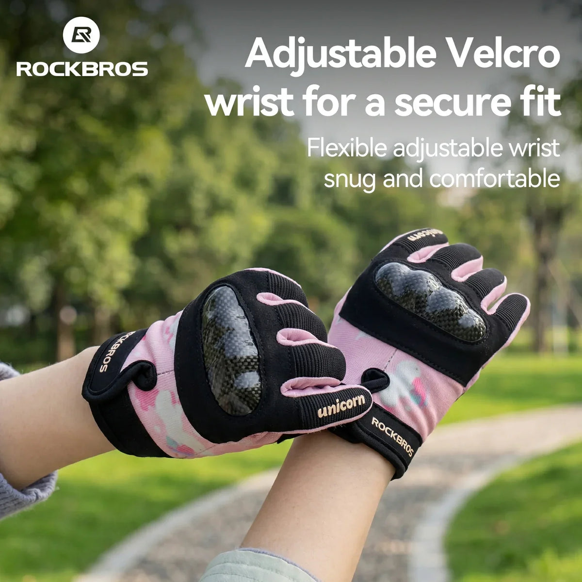 ROCKBROS Guantes de bicicleta para niños de dedo completo con protección Hard Shell