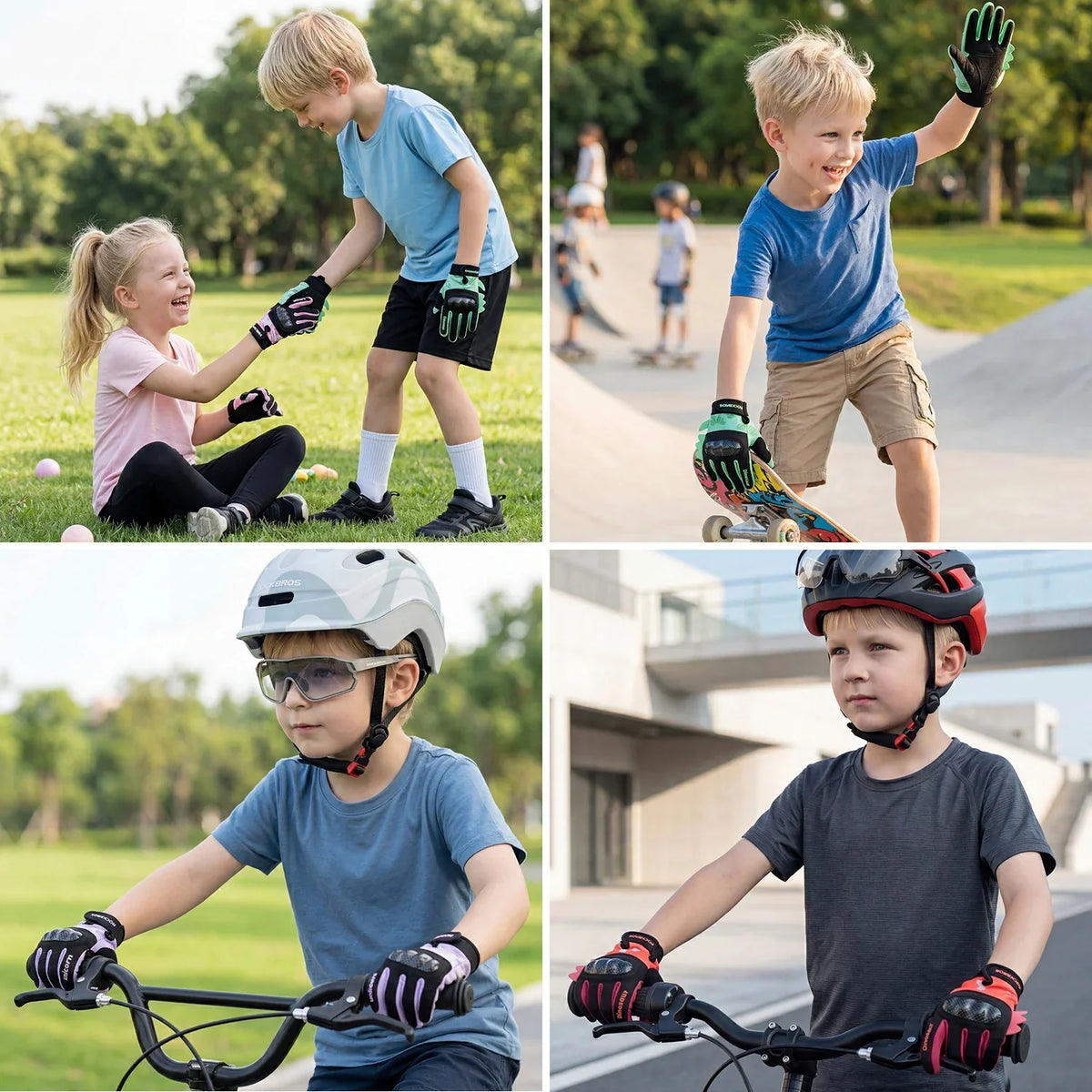 ROCKBROS Guantes de bicicleta para niños de dedo completo con protección Hard Shell
