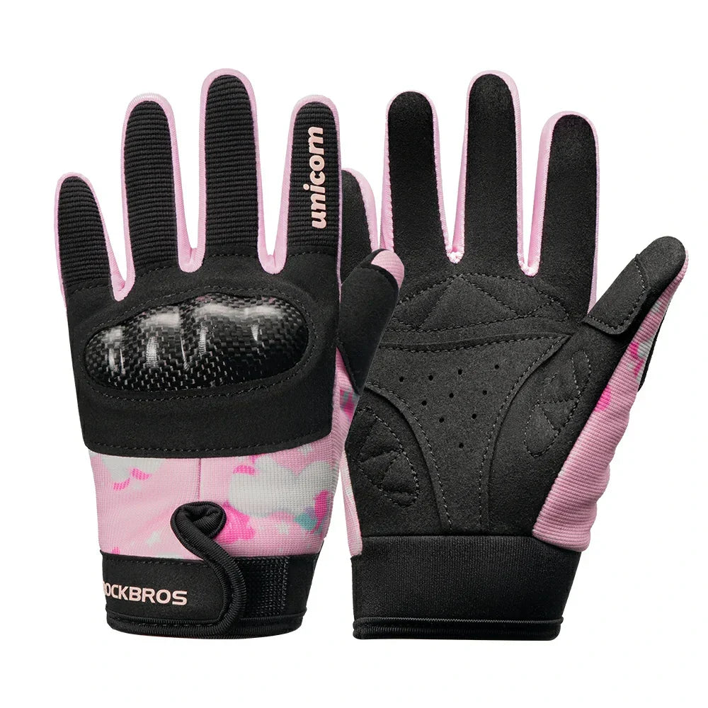 ROCKBROS Guantes de bicicleta para niños de dedo completo con protección Hard Shell