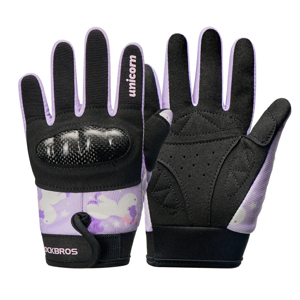 ROCKBROS Guantes de bicicleta para niños de dedo completo con protección Hard Shell