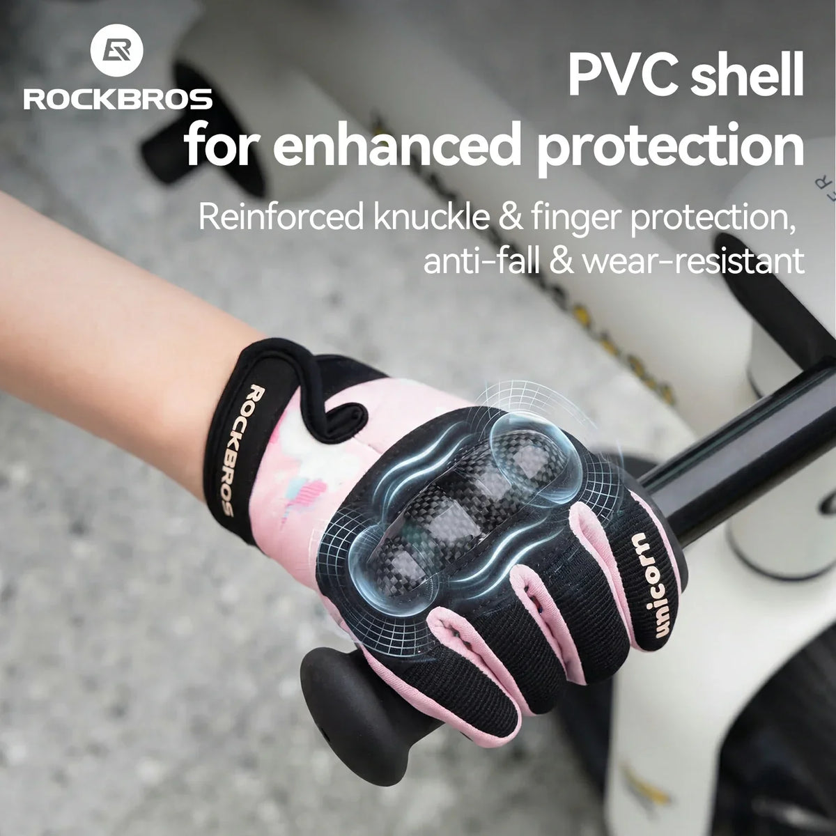 ROCKBROS Guantes de bicicleta para niños de dedo completo con protección Hard Shell