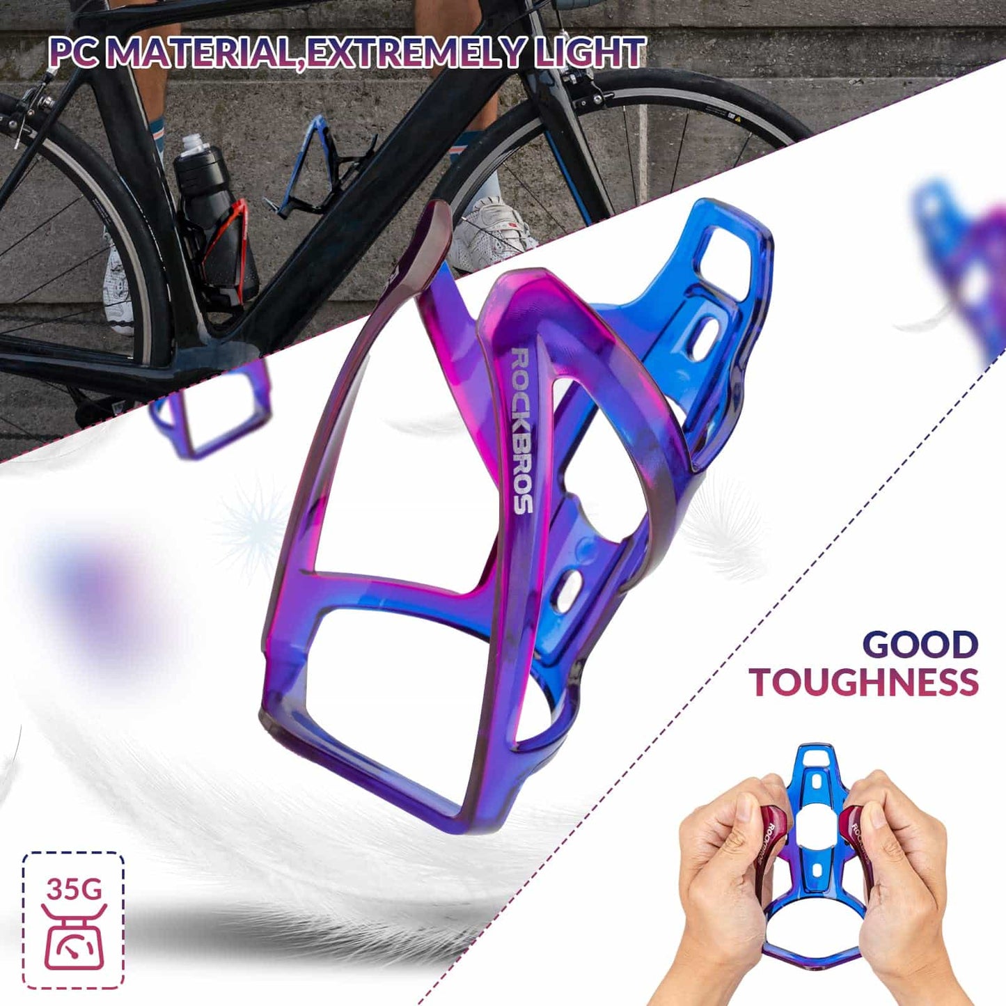 Portabidón ligero para bicicleta de PC de 35 g ROCKBROS