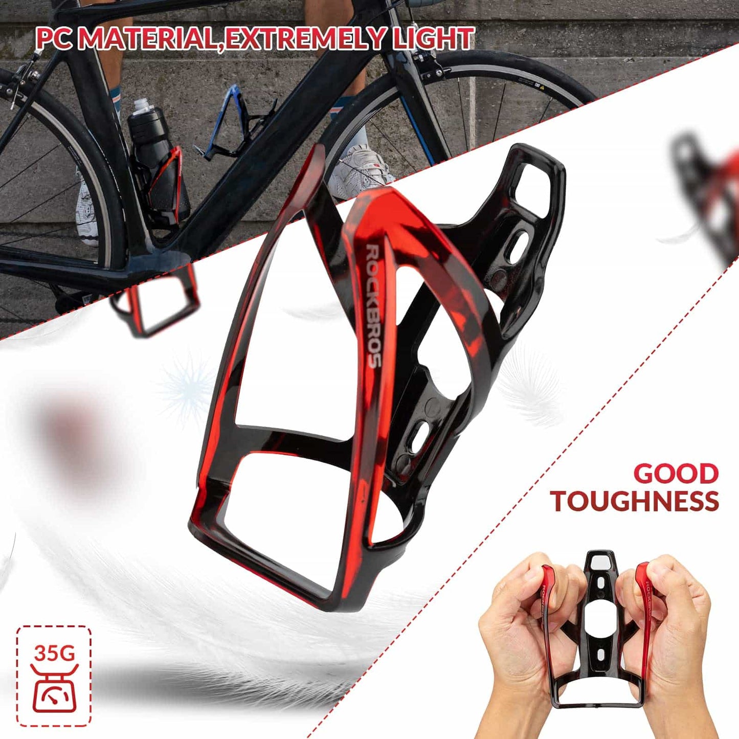 Portabidón ligero para bicicleta de PC de 35 g ROCKBROS