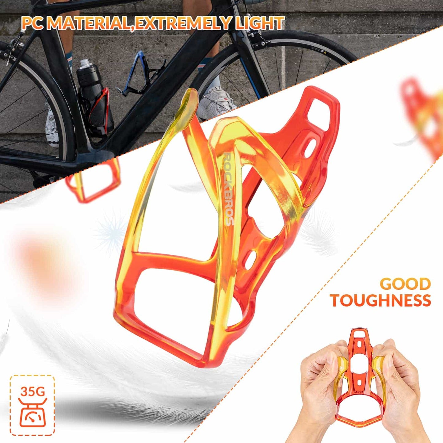 Portabidón ligero para bicicleta de PC de 35 g ROCKBROS