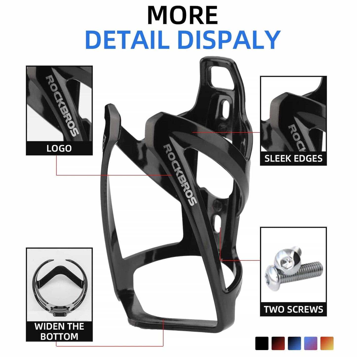 Portabidón ligero para bicicleta de PC de 35 g ROCKBROS