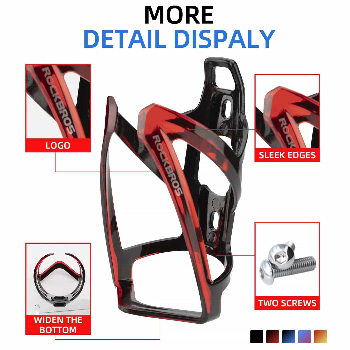 Portabidón ligero para bicicleta de PC de 35 g ROCKBROS