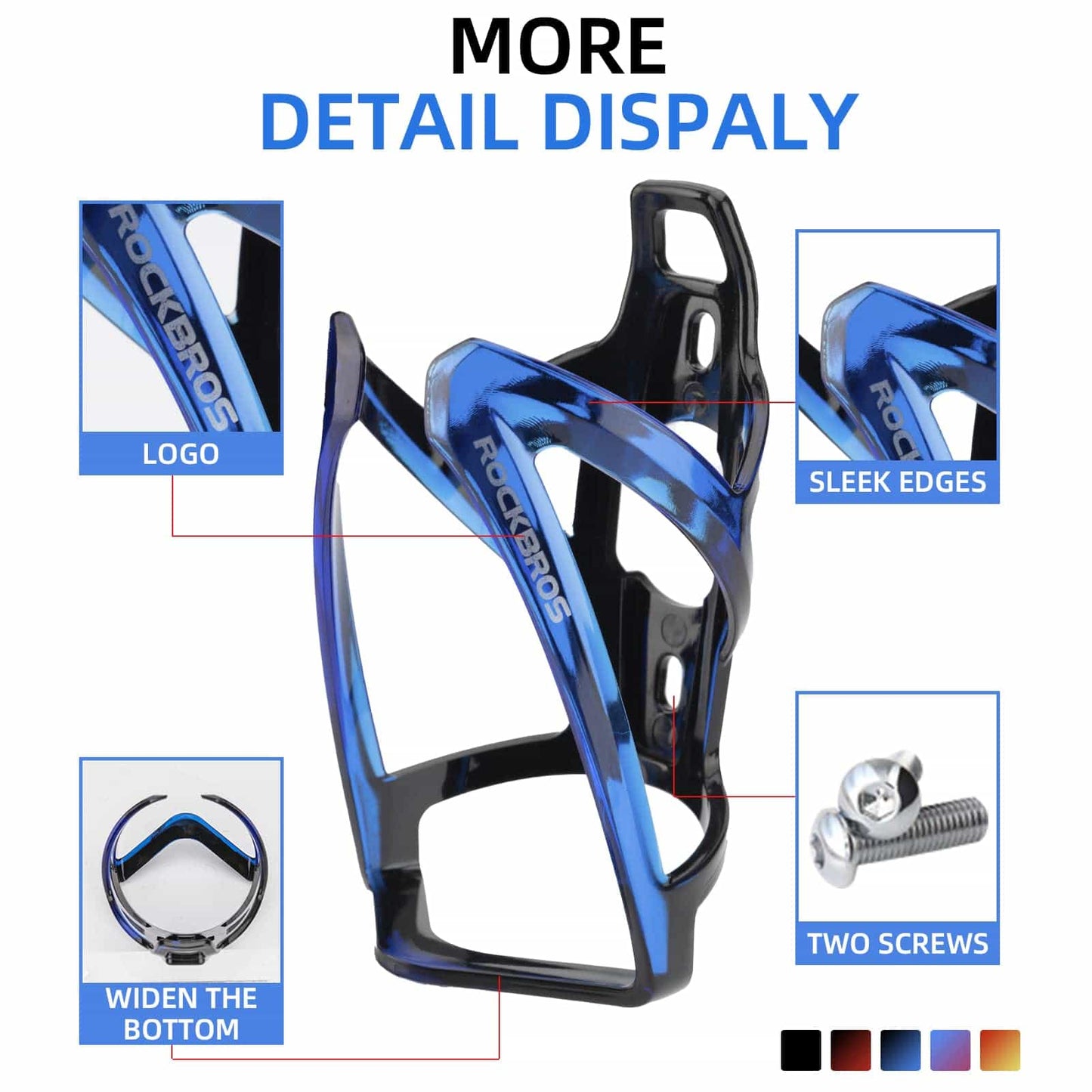 Portabidón ligero para bicicleta de PC de 35 g ROCKBROS