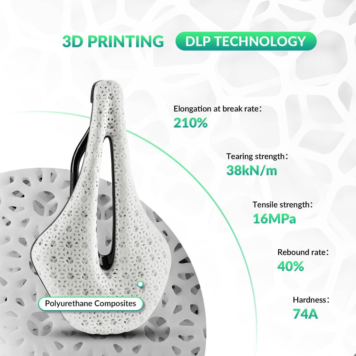 Sillín de bicicleta de carretera de carbono impreso en 3D, ultraligero, amortiguador, ergonómico, ROCKBROS