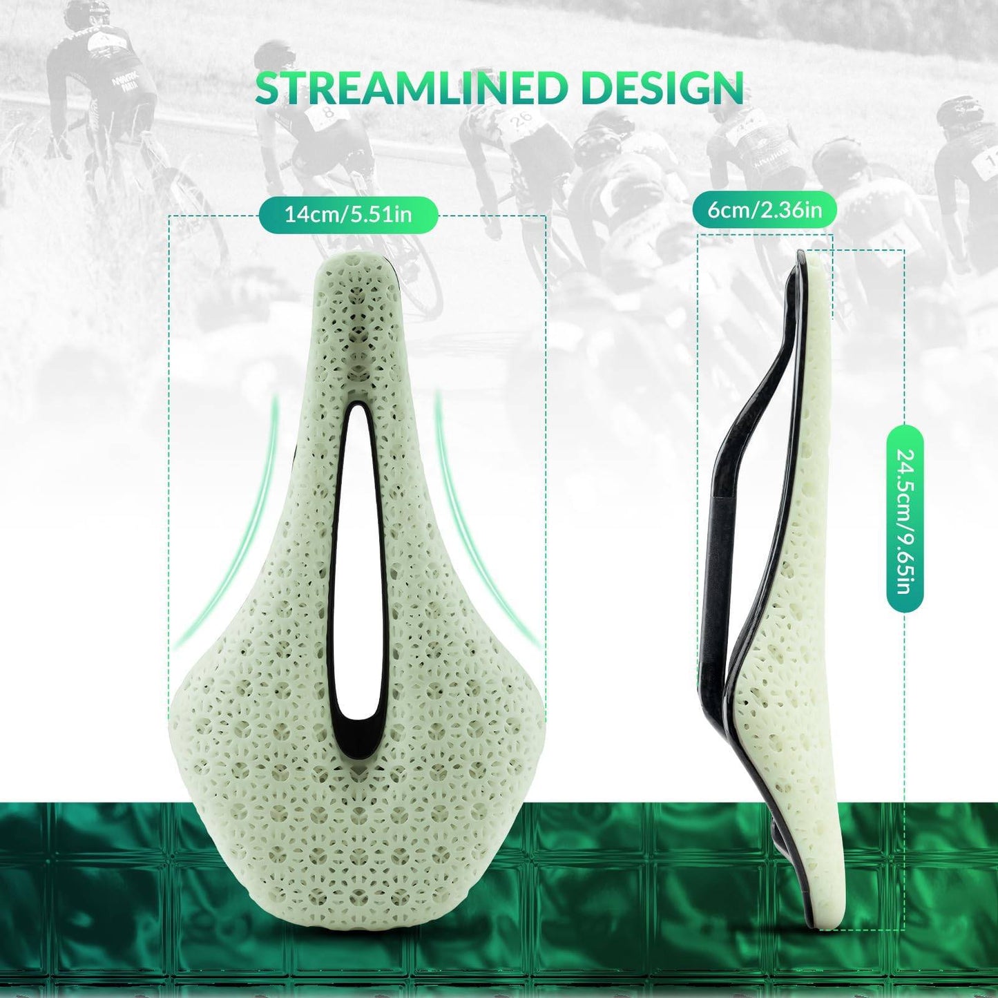 Sillín de bicicleta de carretera de carbono impreso en 3D, ultraligero, amortiguador, ergonómico, ROCKBROS