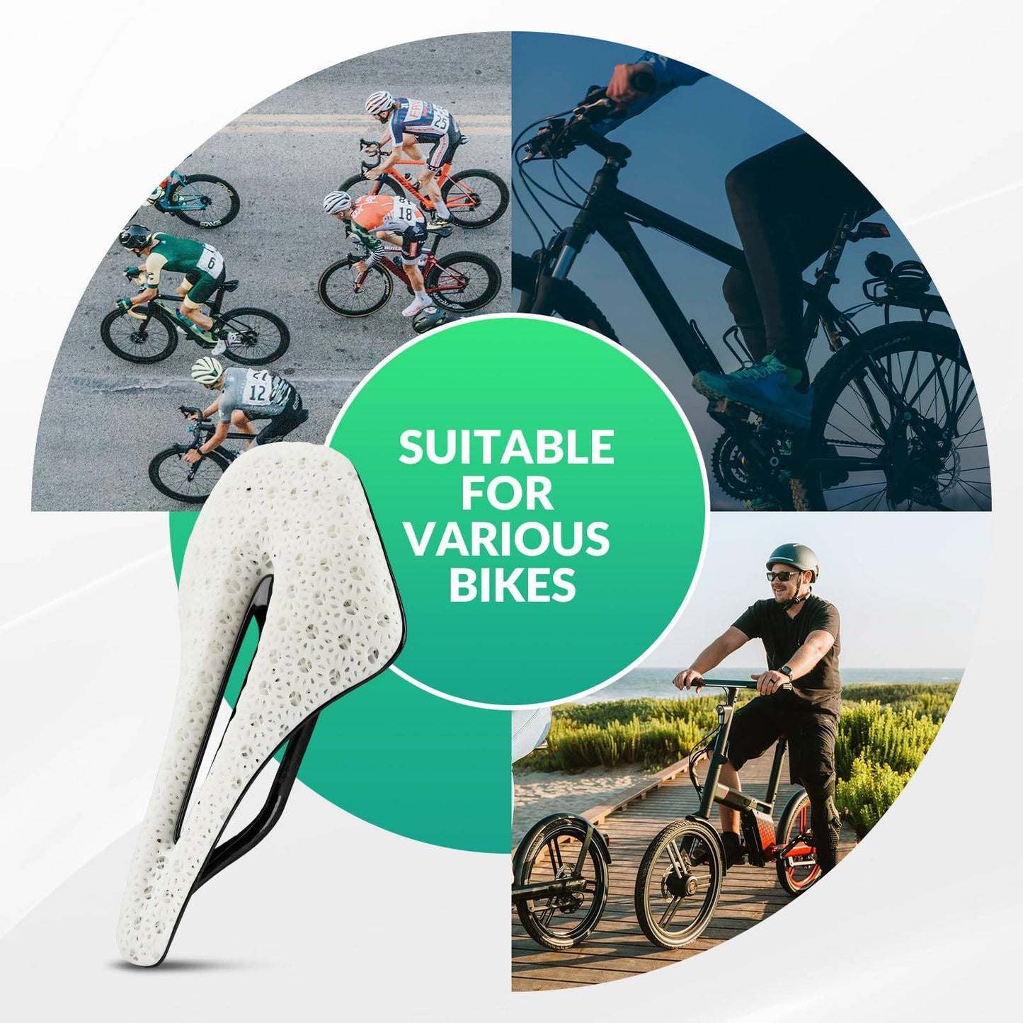 Sillín de bicicleta de carretera de carbono impreso en 3D, ultraligero, amortiguador, ergonómico, ROCKBROS