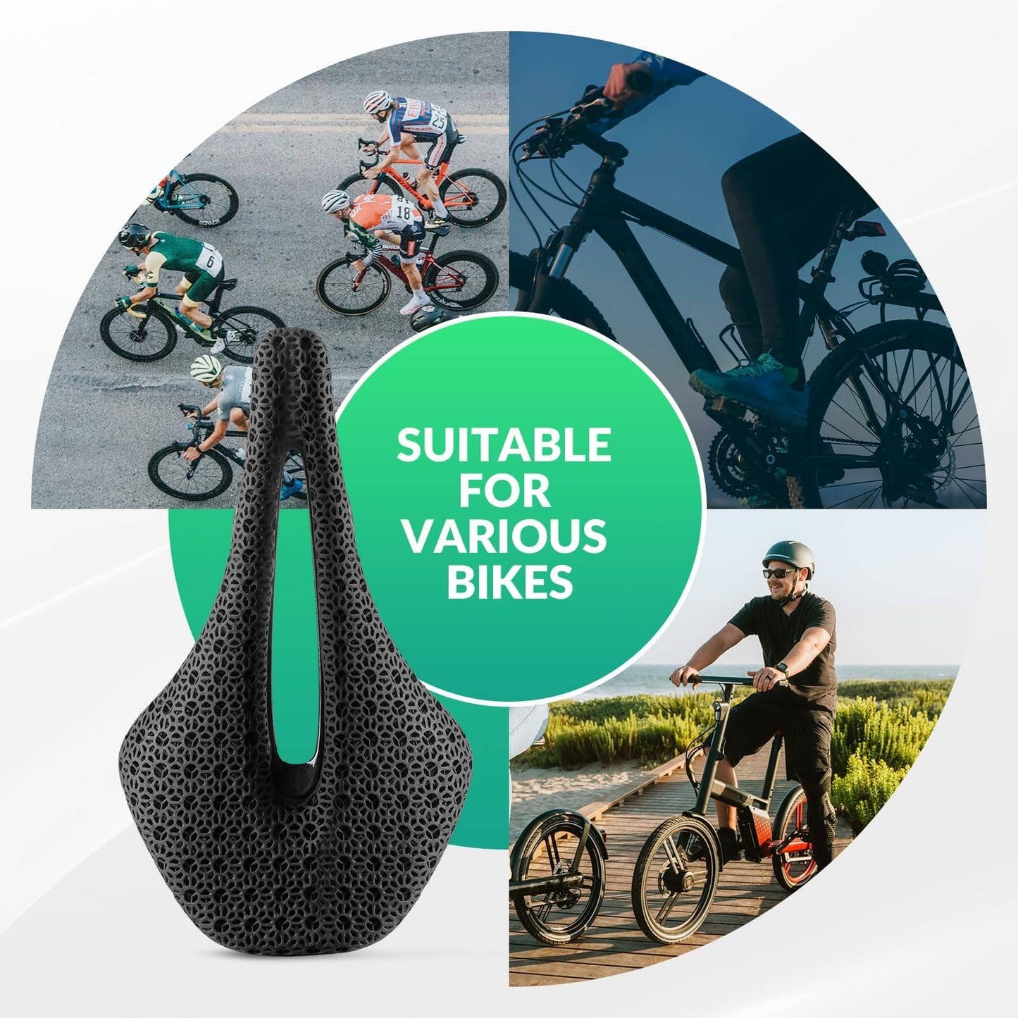 Sillín de bicicleta de carretera de carbono impreso en 3D, ultraligero, amortiguador, ergonómico, ROCKBROS