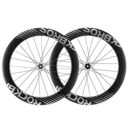 Juego de ruedas de carbono 700C de 65 mm con freno de disco y eje pasante para bicicleta de carretera ROCKBROS
