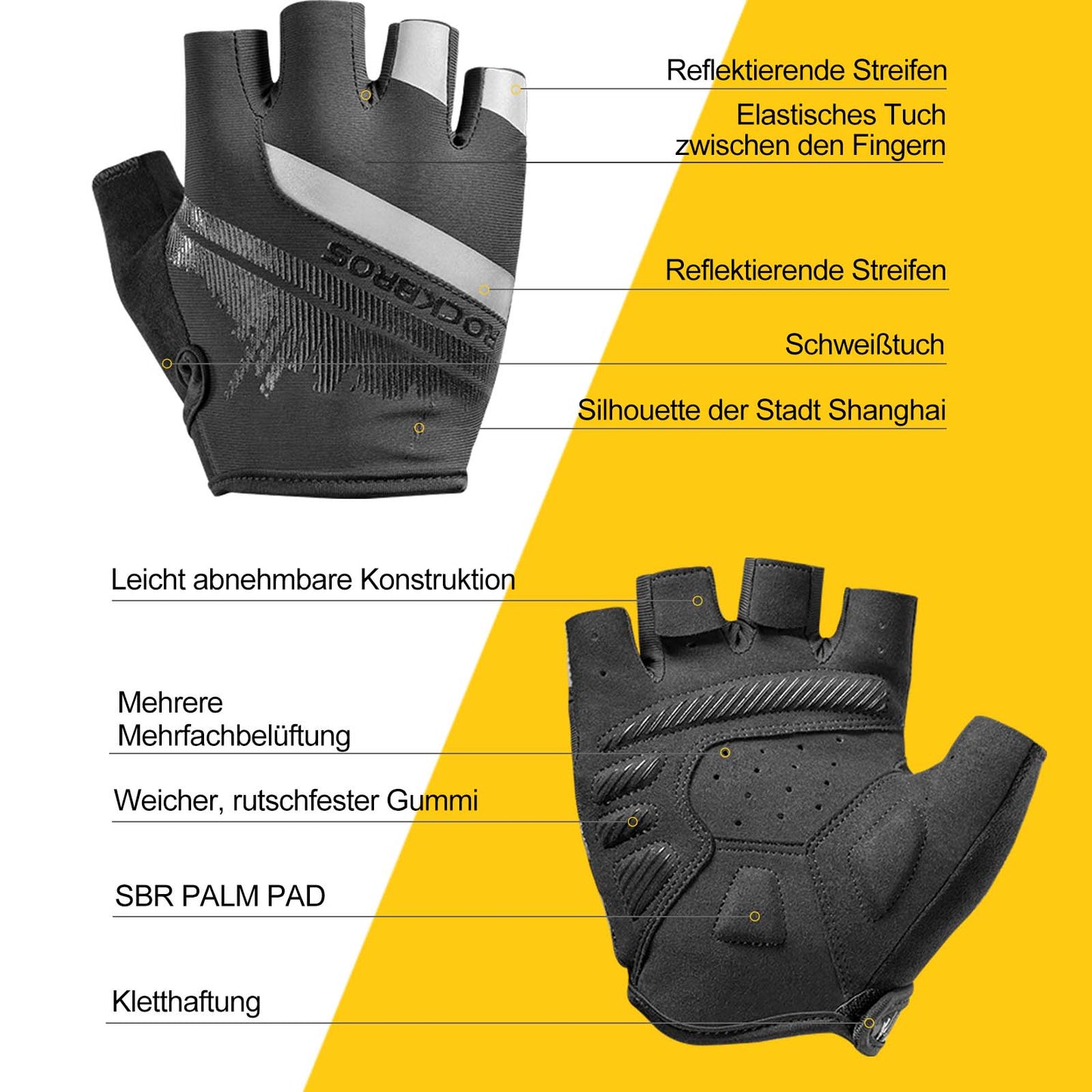 Guantes de equitación antideslizantes con dedos reflectantes, tallas S-XXL, ROCKBROS