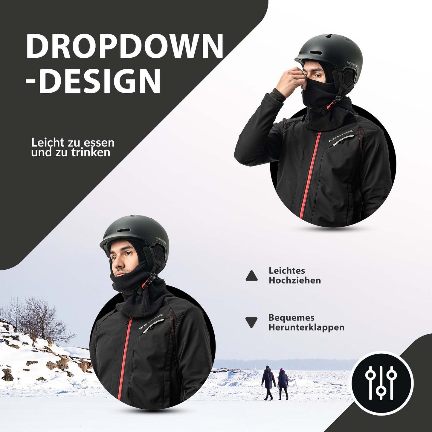 Pasamontañas de invierno, máscara de esquí cálida, máscara de tormenta unisex, talla única ROCKBROS