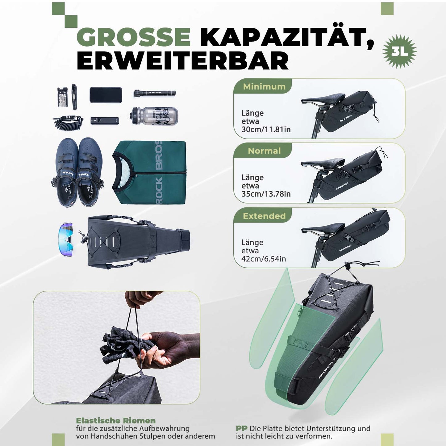 Bolsa de sillín Bikepacking 3 litros Tejido TPU 100% impermeable ROCKBROS