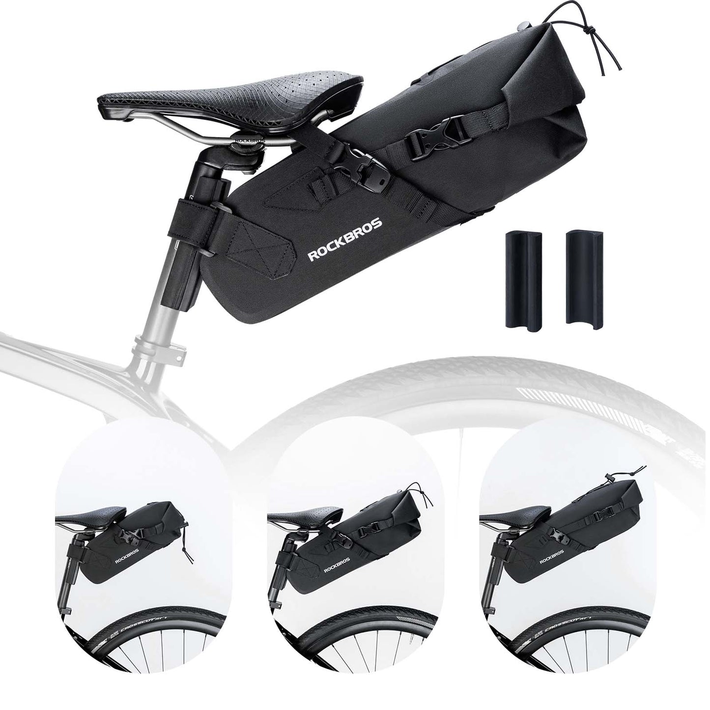 Bolsa de sillín Bikepacking 3 litros Tejido TPU 100% impermeable ROCKBROS