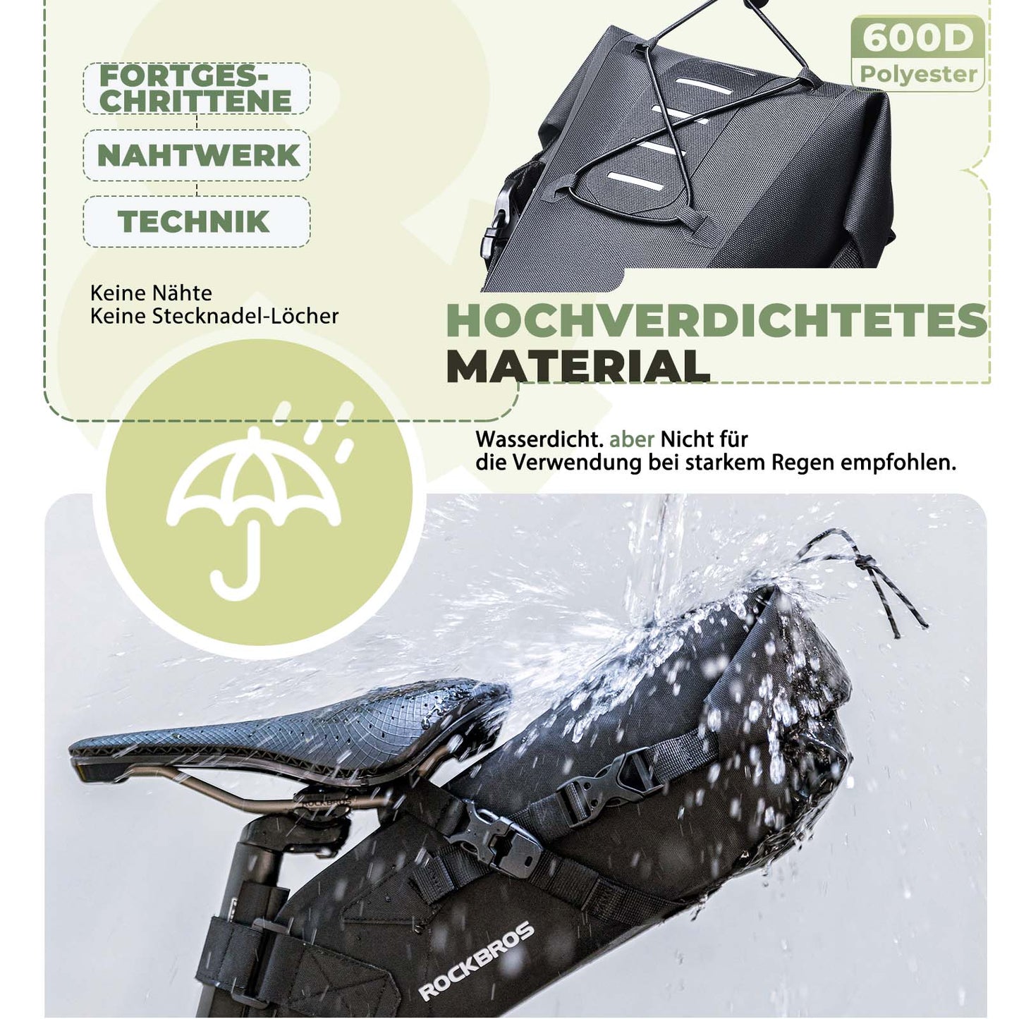 Bolsa de sillín Bikepacking 3 litros Tejido TPU 100% impermeable ROCKBROS