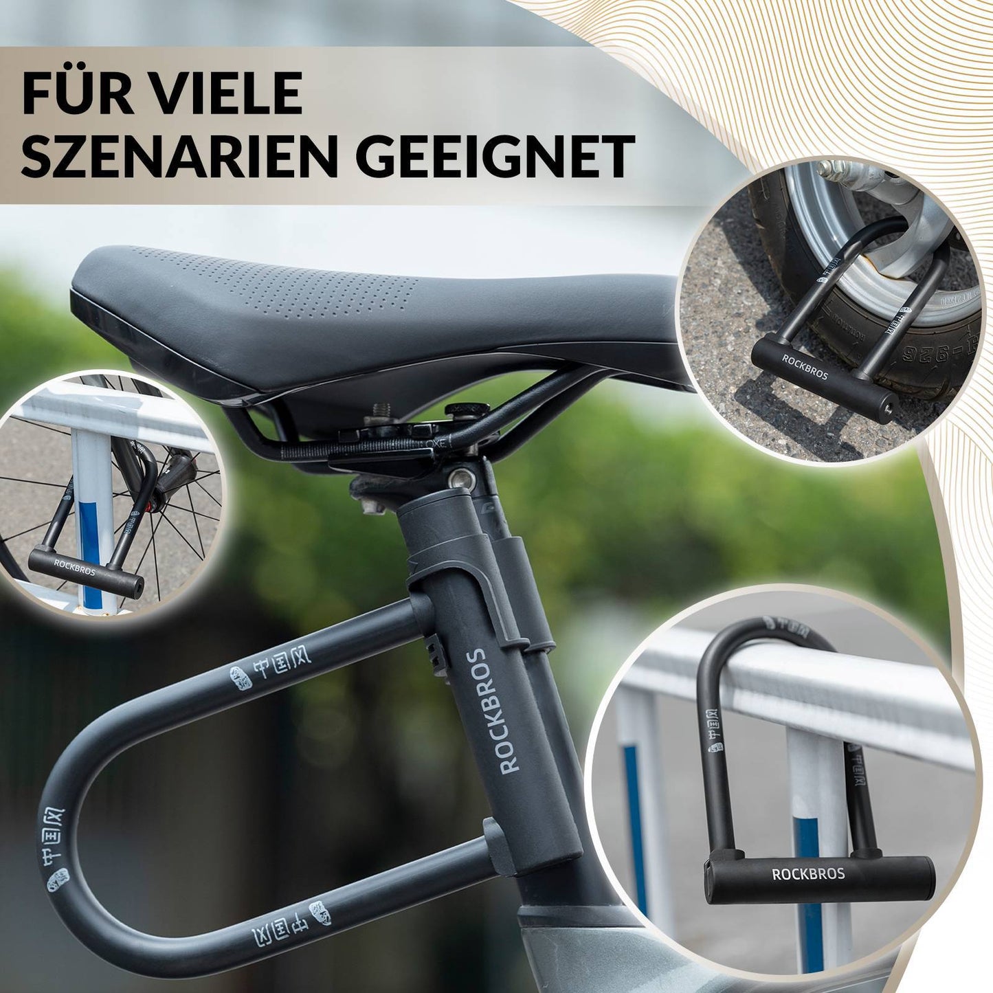 Candado en U para bicicleta de alta seguridad, resistente al agua, ROCKBROS