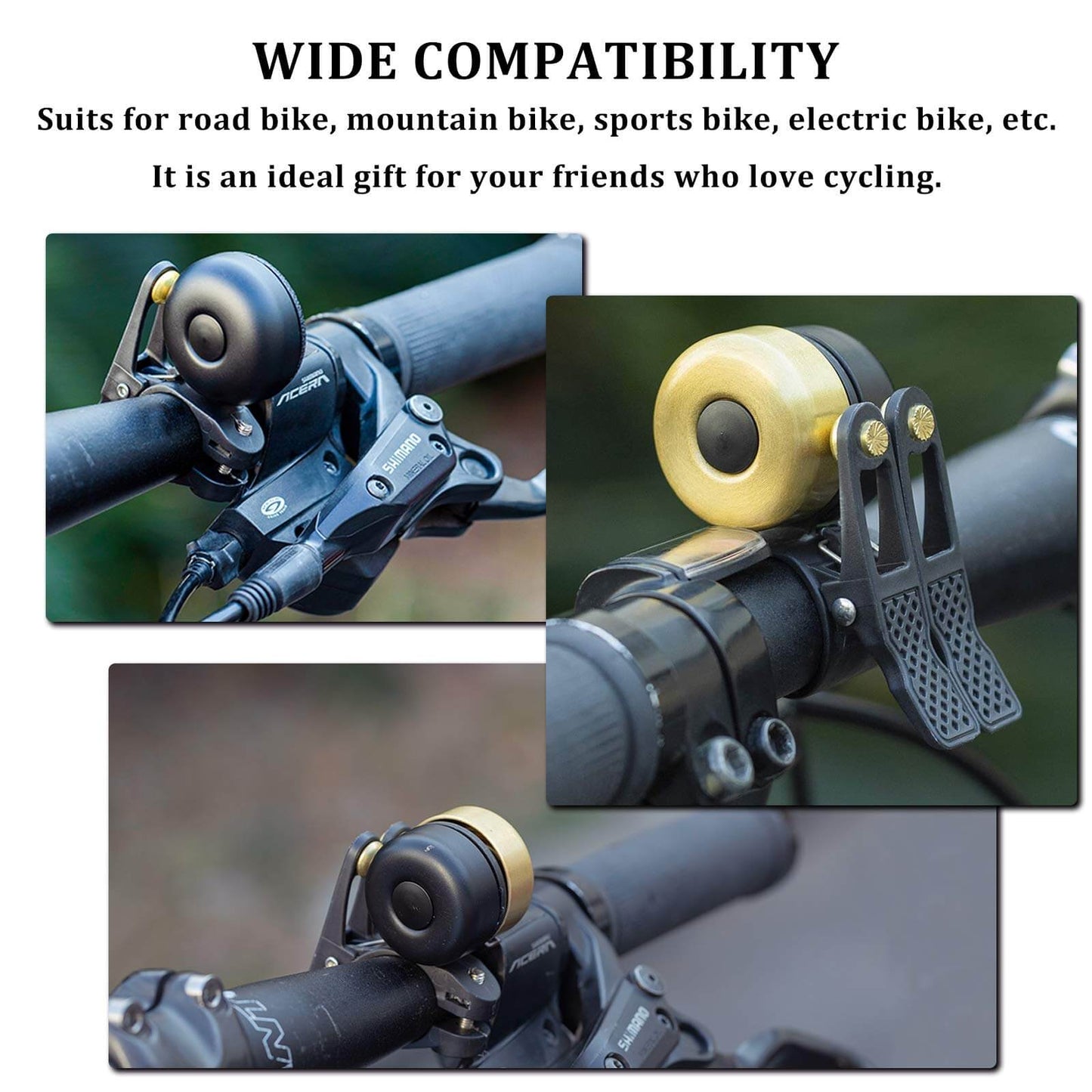 Timbre de bicicleta clásico de latón, mini timbres para bicicleta, 1 o 2 tonos ROCKBROS