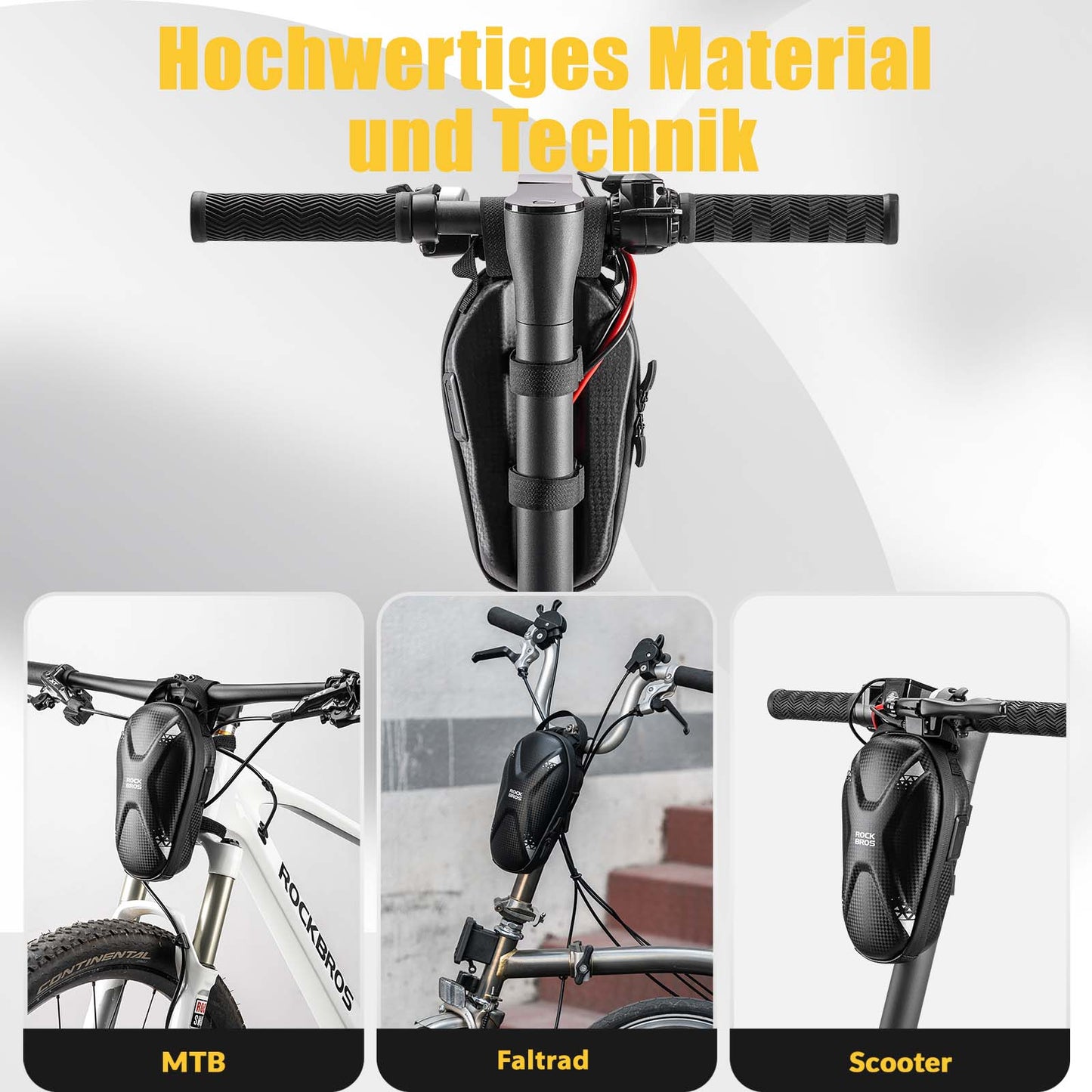 Bolsa para manillar de patinete eléctrico, bolsa frontal impermeable con puertos USB, ROCKBROS