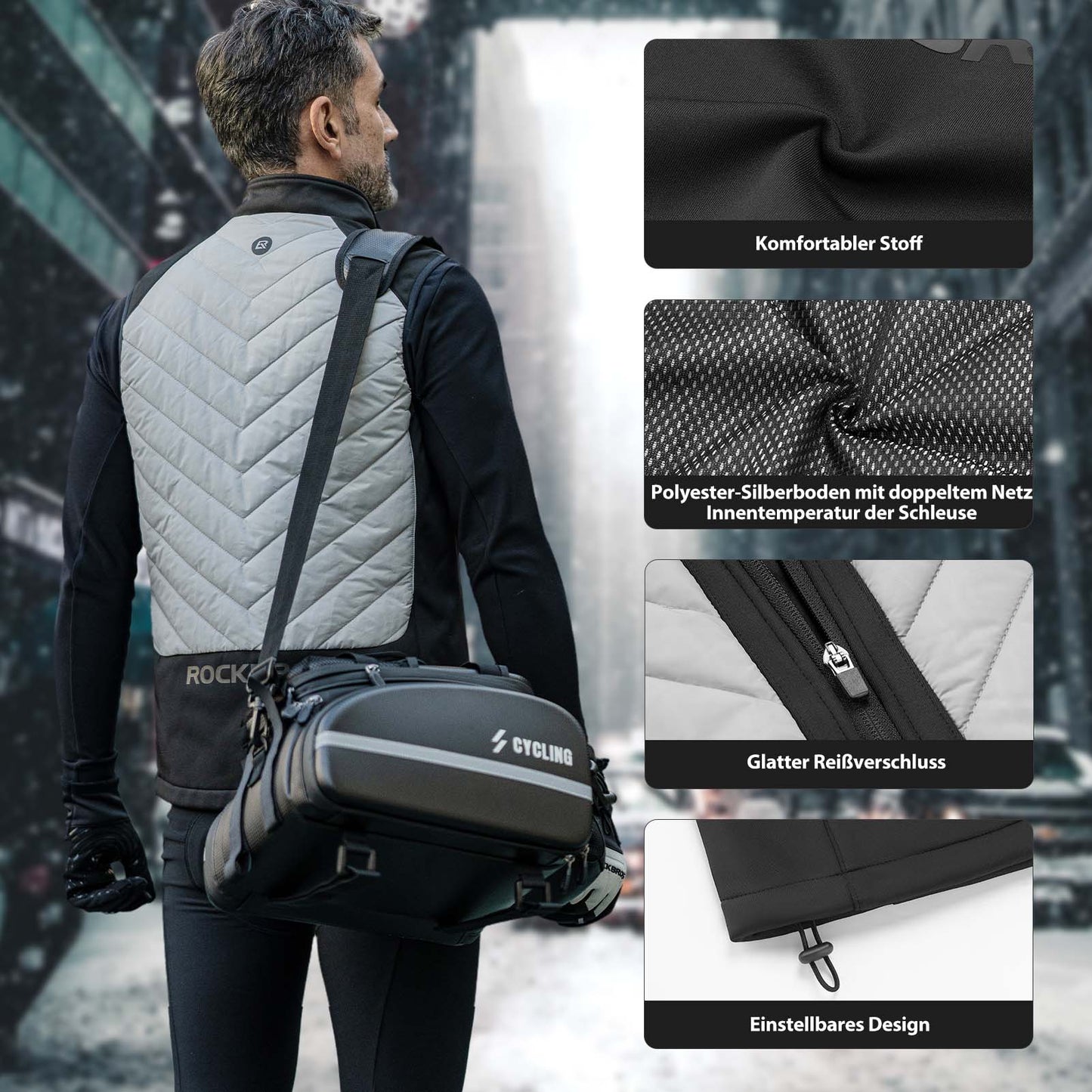 Chaleco calefactable eléctrico ROCKBROS con 3 ajustes de temperatura para hombre y mujer