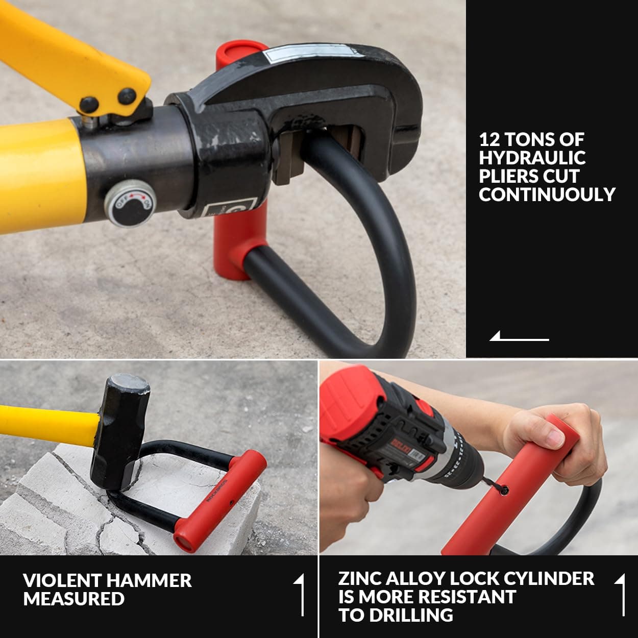 Candado en U de aleación ROCKBROS para bicicletas y motocicletas