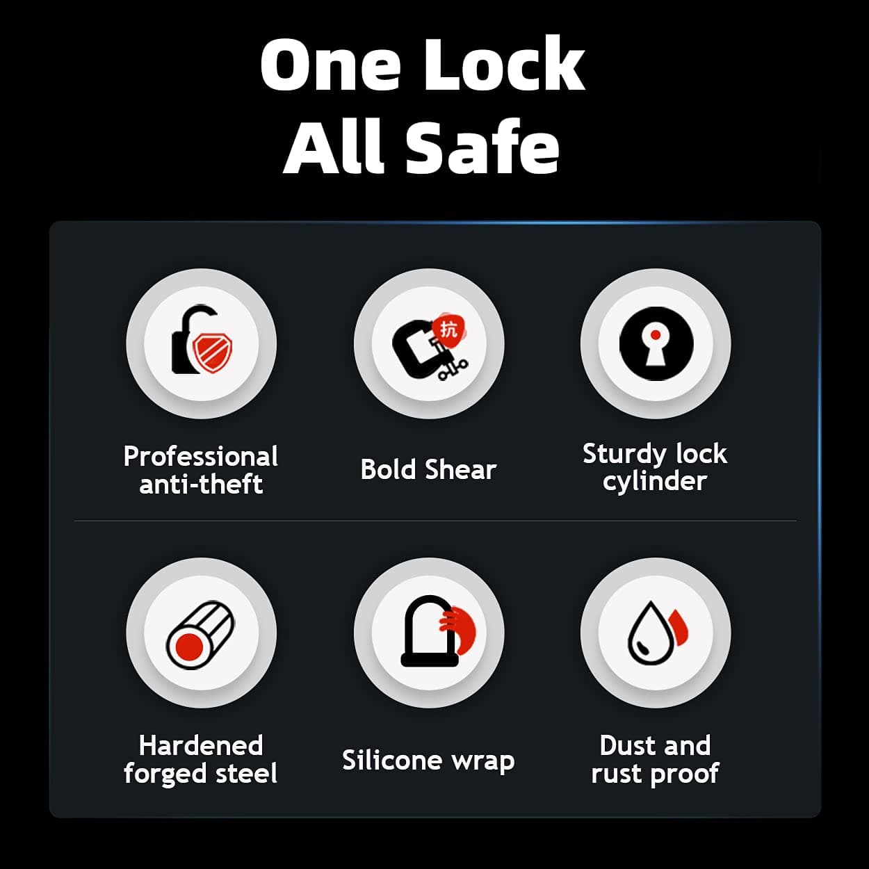 Candado en U de aleación ROCKBROS para bicicletas y motocicletas