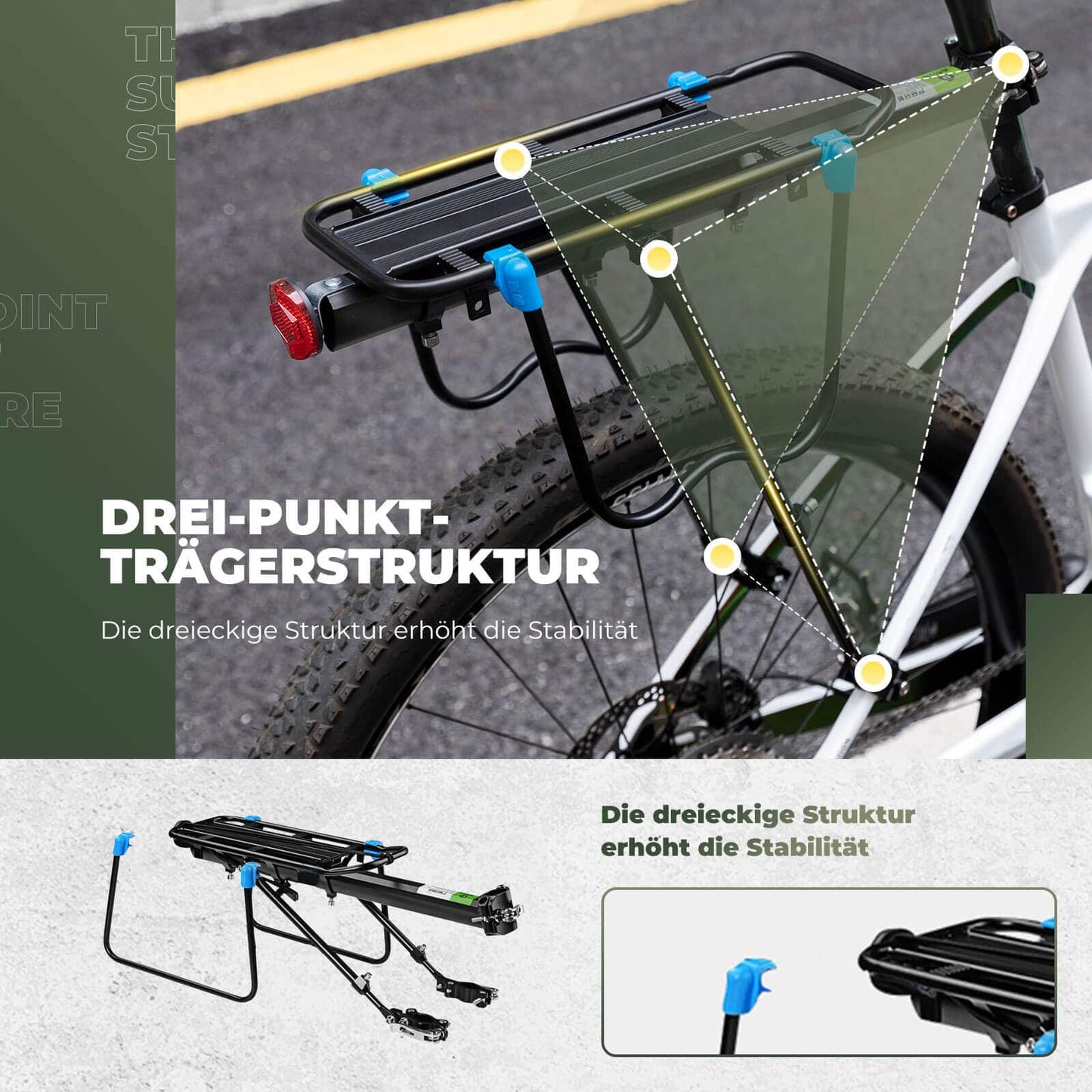 Portaequipajes para bicicletas con reflector y cierre rápido, 24-29 pulgadas, ROCKBROS