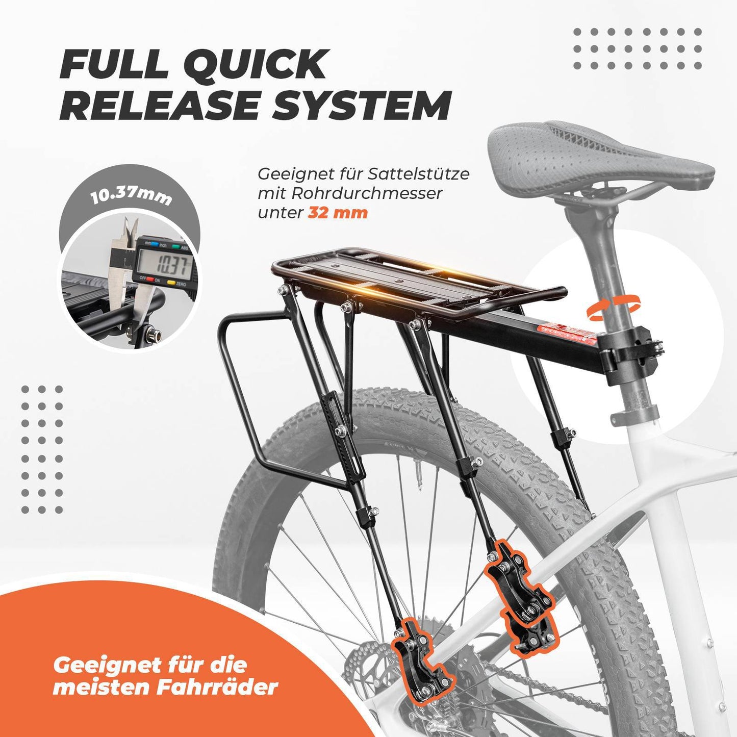 Portaequipajes de bicicleta ajustable con cierre rápido y reflector, ROCKBROS