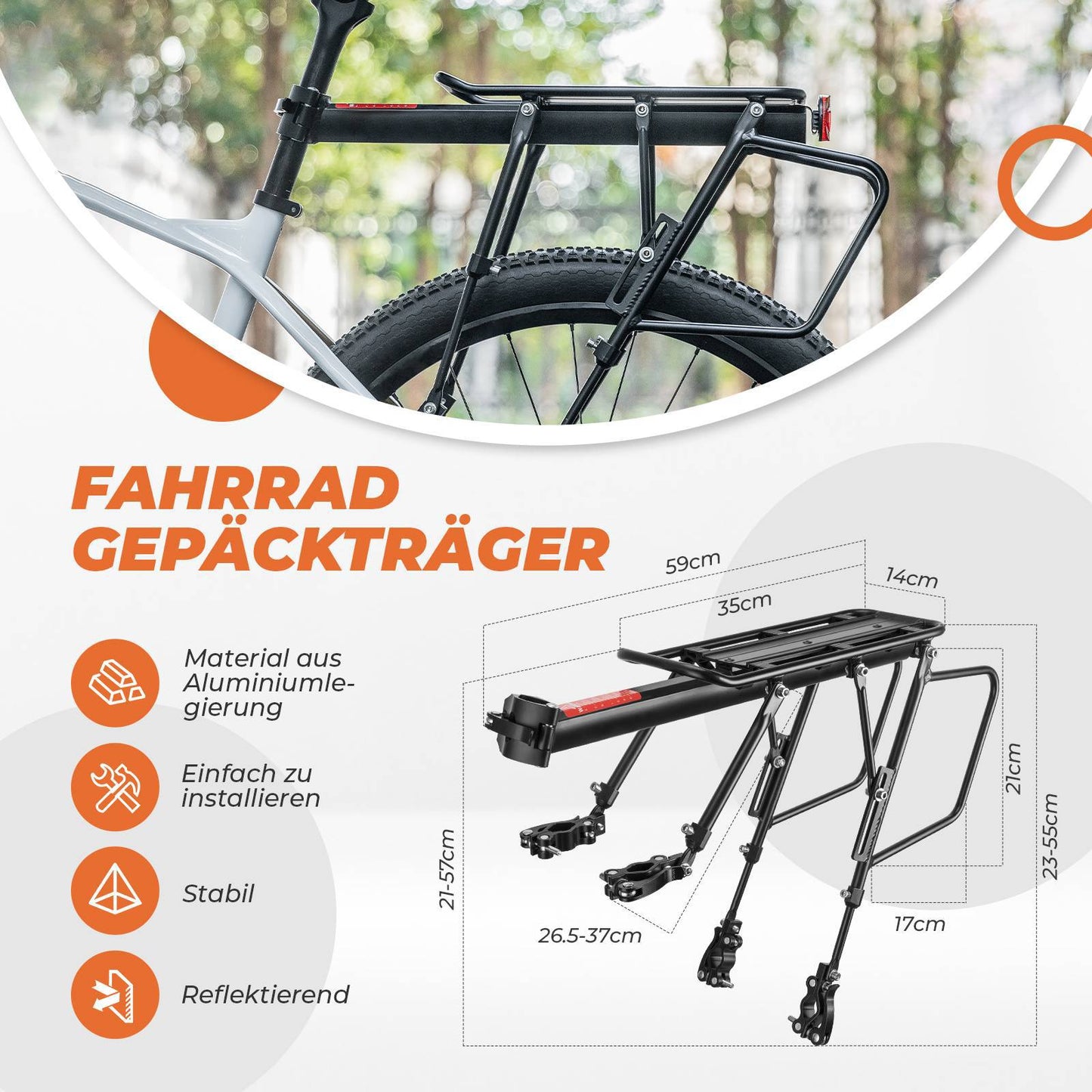 Portaequipajes de bicicleta ajustable con cierre rápido y reflector, ROCKBROS