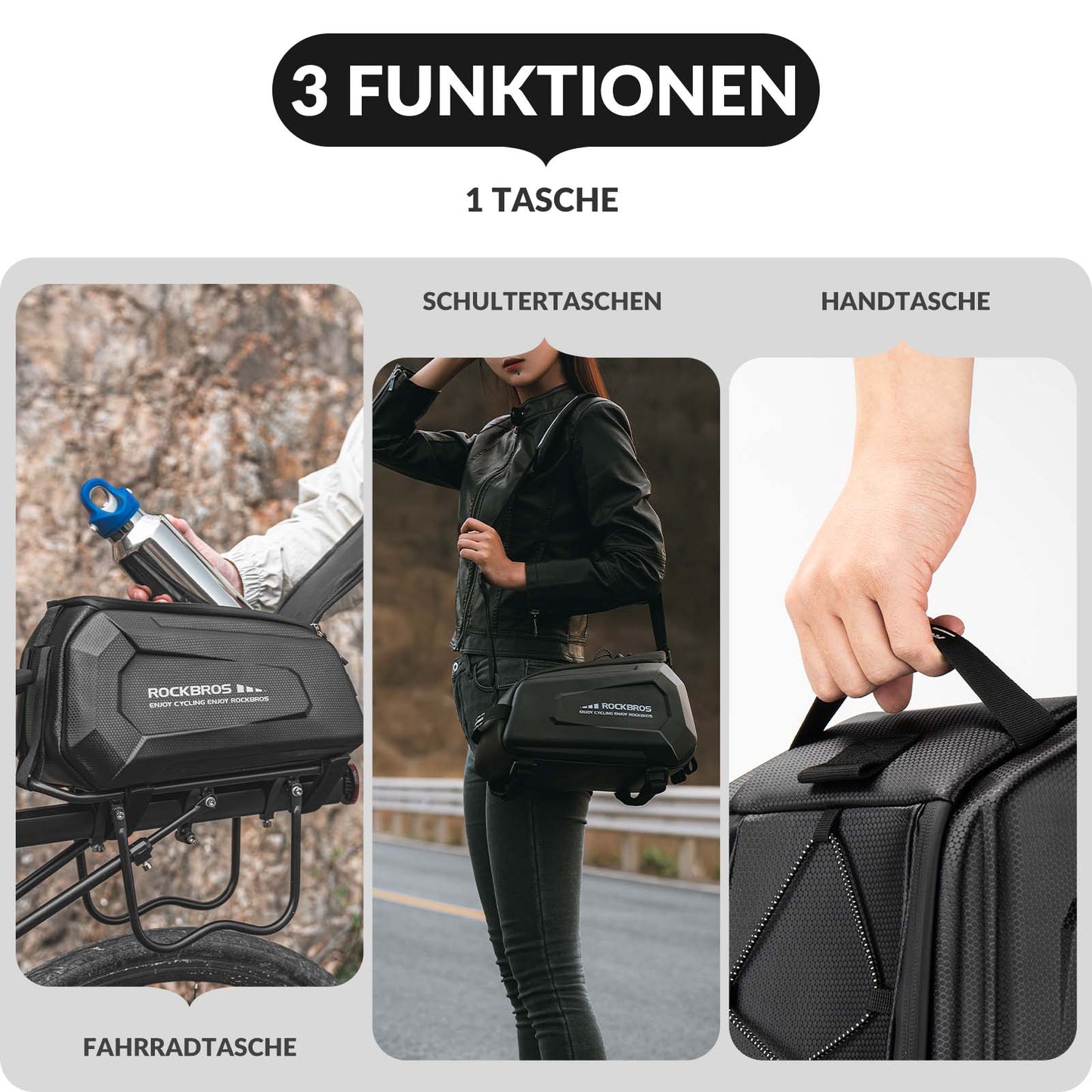 Alforja para bicicleta impermeable ROCKBROS de 9 l con funda para lluvia y correa para el hombro