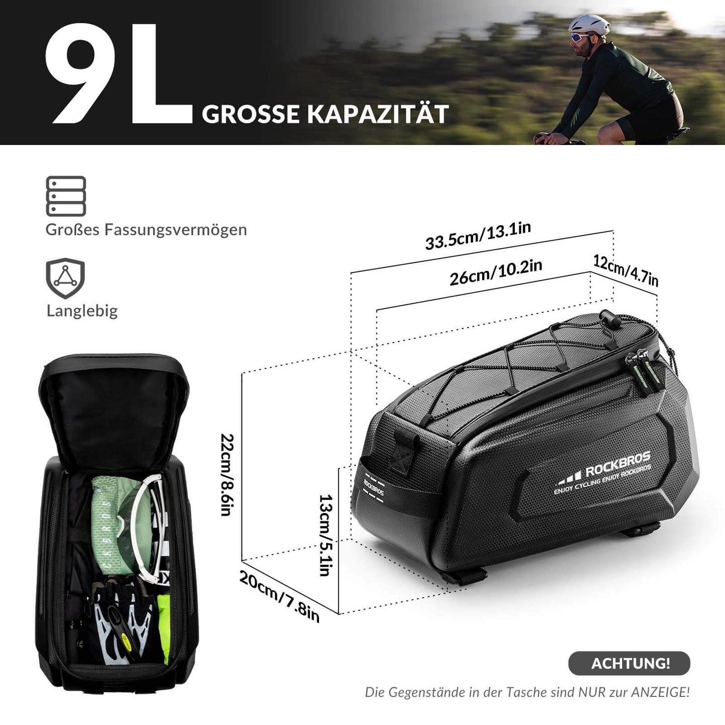 Alforja para bicicleta impermeable ROCKBROS de 9 l con funda para lluvia y correa para el hombro