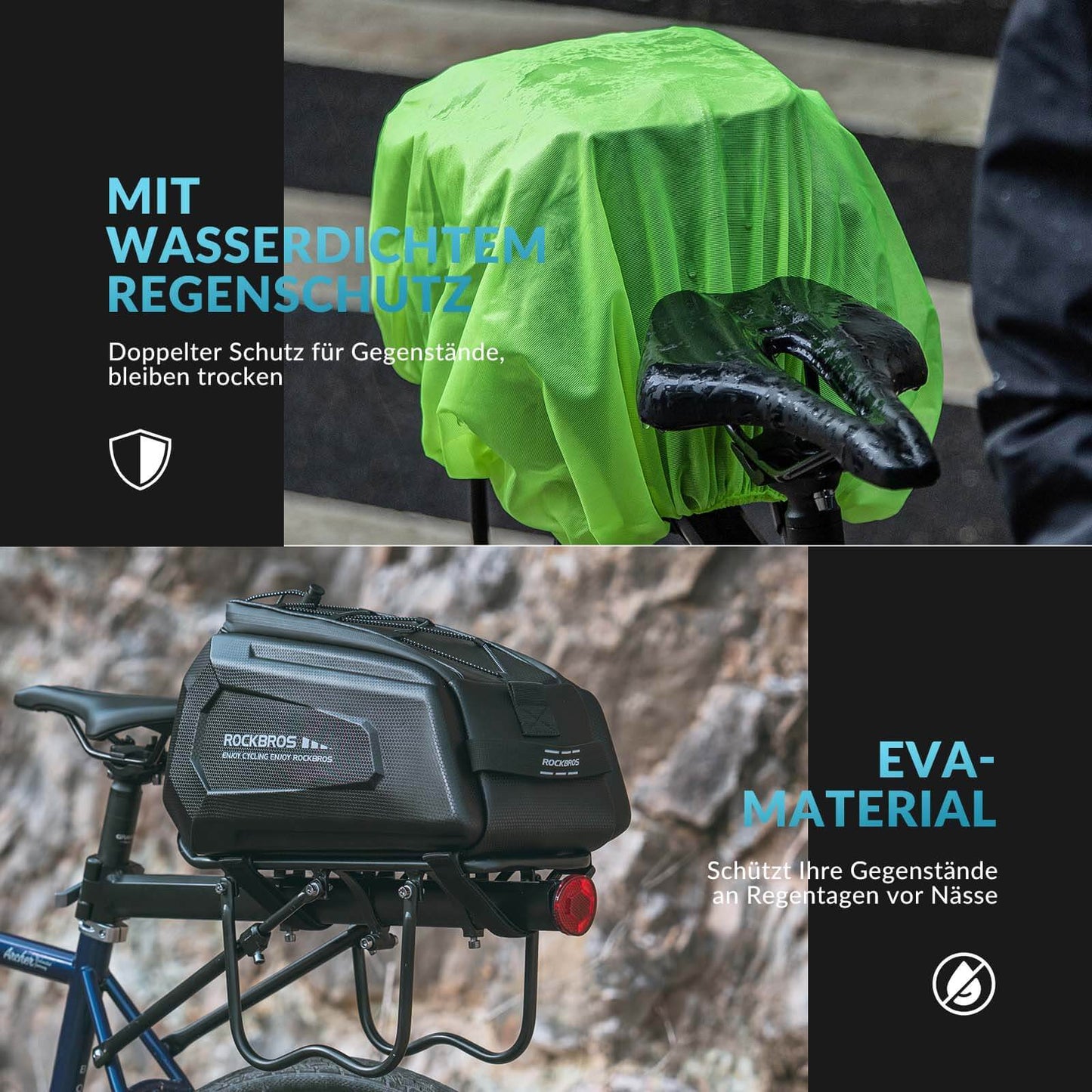 Alforja para bicicleta impermeable ROCKBROS de 9 l con funda para lluvia y correa para el hombro